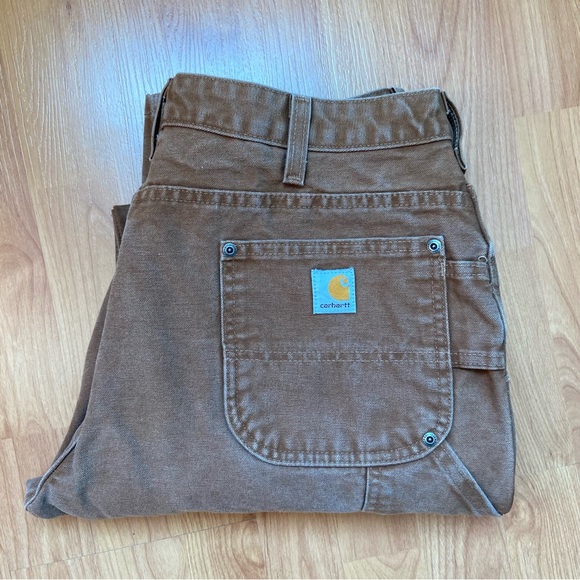 Carhartt Women’s Double Knee Naturally Distressed Brown Pants Size 14x34 - Picture 3 of 8
